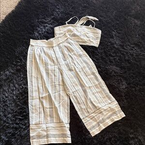 Striped Tan and White Women's Jumpsuit